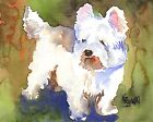 Impression d'art West Highland White Terrier signée par l'artiste Ron Krajewski 8x10 Westie