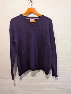 Howick Arlington Vee Fine Lambswool Purple large Pullover Jumper Mens - Picture 1 of 8