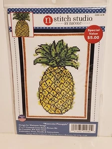 STITCH STUDIO BY NICOLE WATERCOLOR PINEAPPLE COUNTED CROSS STITCH PICTURE KIT - Picture 1 of 2