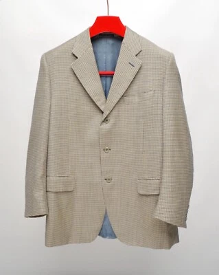 Men's CANALI Blue/Yellow Houndstooth Silk/Wool 3Btn Blazer EU 54C / UK,US 44S 4 Foto 1 de 4
