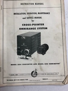 Lear Cross-Pointer Omnirange System Install,Ops. Maint.Service Manual Original - Bild 1 von 12