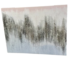Abstraktes Leinwand Wandbild Strukturbild für Wohnzimmer Silber/Grau/Rouge - Bild 1 von 2