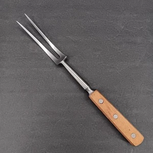Vintage Lamson Tranchiergabel Serviergabel 2 Zinken Schwerlast 14" Holzgriff - Bild 1 von 22