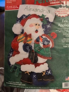 Dimensions Felt Works Christmas Stocking Kit Visit With Santa 8147 NEW - Picture 1 of 2