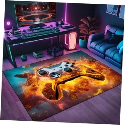 Gaming Area Rug Teen Boys Carpet, 3D Transparent Gamepad Background Game  - Image 1 of 4