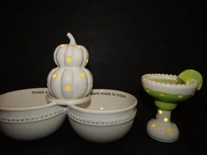 Mud Pie Sneak a Snack /Hard Snack To Follow LIGHT UP Pumpkin &Margarita SITTERS - Picture 1 of 7