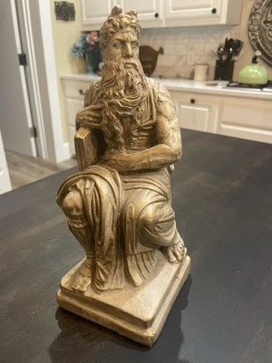 Murobello MICHELANGELO'S MOSES 11” Statue Bust Greek Roman 3120 STG (PR) - Image 1 of 4