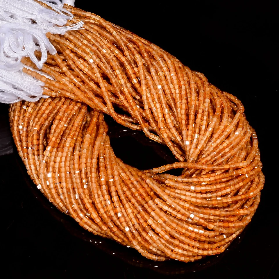 Caja de piedras preciosas de granate espesartita natural cuentas facetadas 2,5-3 mm hilo 12,5" 508 Foto 1 de 2