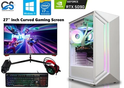 Gaming PC Bundle i7-14700KF RTX 5090 64GB DDR5 2TB SSD Win11 + 27" Curved RGB - Image 1 of 4