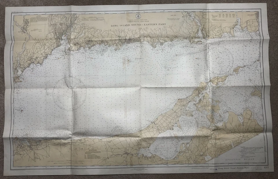 Mapa náutico antiguo de colección 1931 USC&GC Long Island Sound parte oriental Foto 1 de 4