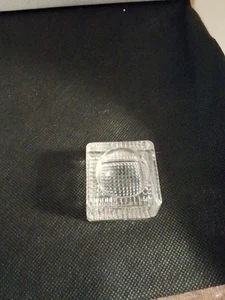 Square Grid-bottom clear glass open-footed SALT CELLAR, antique, vintage - Picture 1 of 3