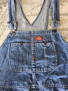 Dickies Bavaglino Salopette Uomo 38x34 Blu Gilet Denim Falegname Retrò Classico Lavoro  - Foto 1 di 7