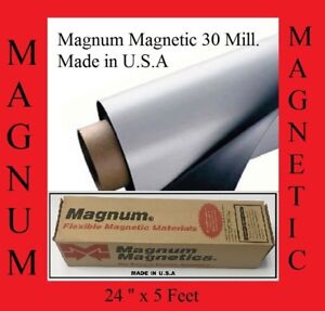 24" width x 5Ft ROLL 30 Mil. Blank Magnetic Sign Sheet Cars Magnum FREE SHIPPING