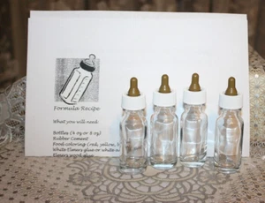 GLASS Baby Bottles Old Fashioned Style w/Formula Recipes  Reborn Dolls U Get 4! - Picture 1 of 3