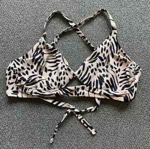 Shade & Shore Women's Animal Print Bikini Top Size 36DD Tan Black Underwire - Picture 1 of 5