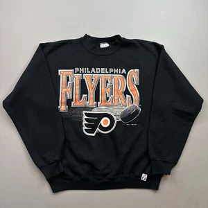 Vintage Philadelphia Flyers Sweatshirt Mens Large Black Logo 7 Pullover USA 90s - Picture 1 of 16