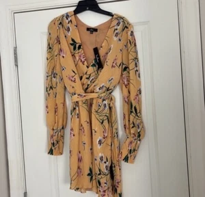 Lulus For the Perfect Day Orange Floral Print Pleated Mini Dress Wedding Guest - Picture 1 of 9