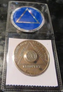  Alcoholics Anonymous 16 Year AA BACK Bronze Medallion Chip Coin Token Sobriety  - Picture 1 of 10