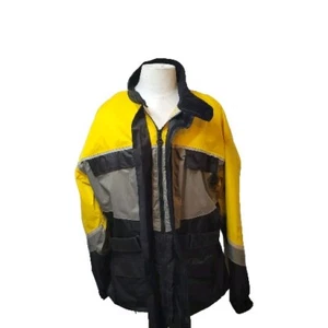 Tourmaster Motorcycle Jacket 3XL PVC Coated Black Yellow Rain Zipper Moto - Picture 1 of 22