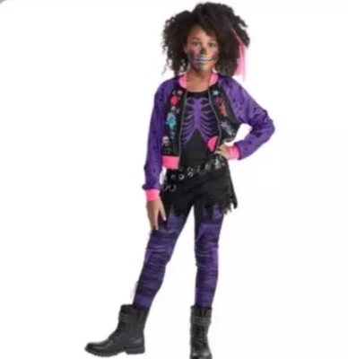 Zombie Punk Halloween Costume Girls Child Small 2 piece pink purple black - Image 1 of 4