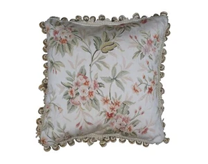 French Aubusson Style Silk Down Fill Floral Embroidered Lumbar Throw Pillow 16" - Picture 1 of 11