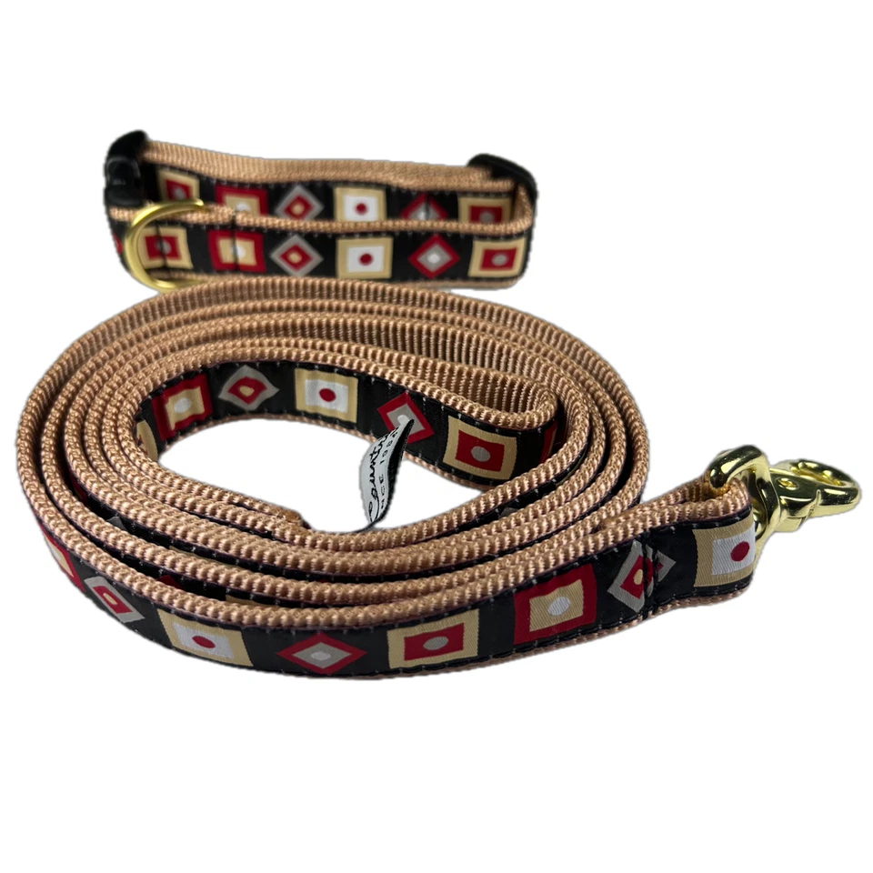 Combo de correa geométrica para collar de perro Up Country. Correa de 6 pies cuello MED 12"-18" NUEVO Foto 1 de 1