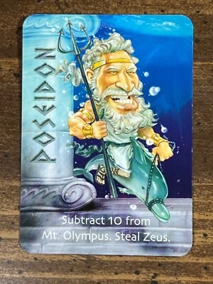 Tarjeta de repuesto ZEUS on the Loose ~ Gamewright™ 2007 ~ Poseidón ~ COMO NUEVA Foto 1 de 2