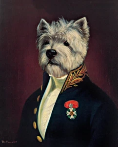 The Officer's - Theirry Poncelet 28x36 Hund Uniform Kunstdruck Poster Plakat NEU - Picture 1 of 1