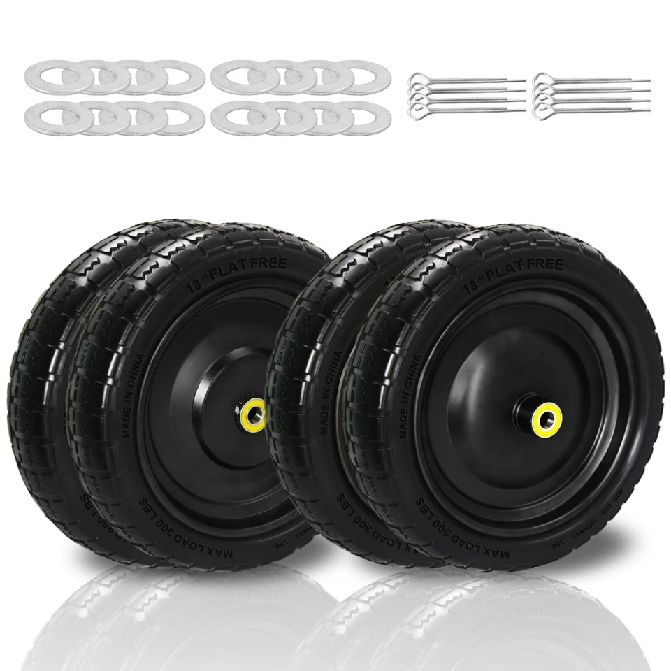 4PCS Upgrade 𝟏𝟑"(4.00-6) Flat-Free Solid Rubber Tires  - Image 1 of 4