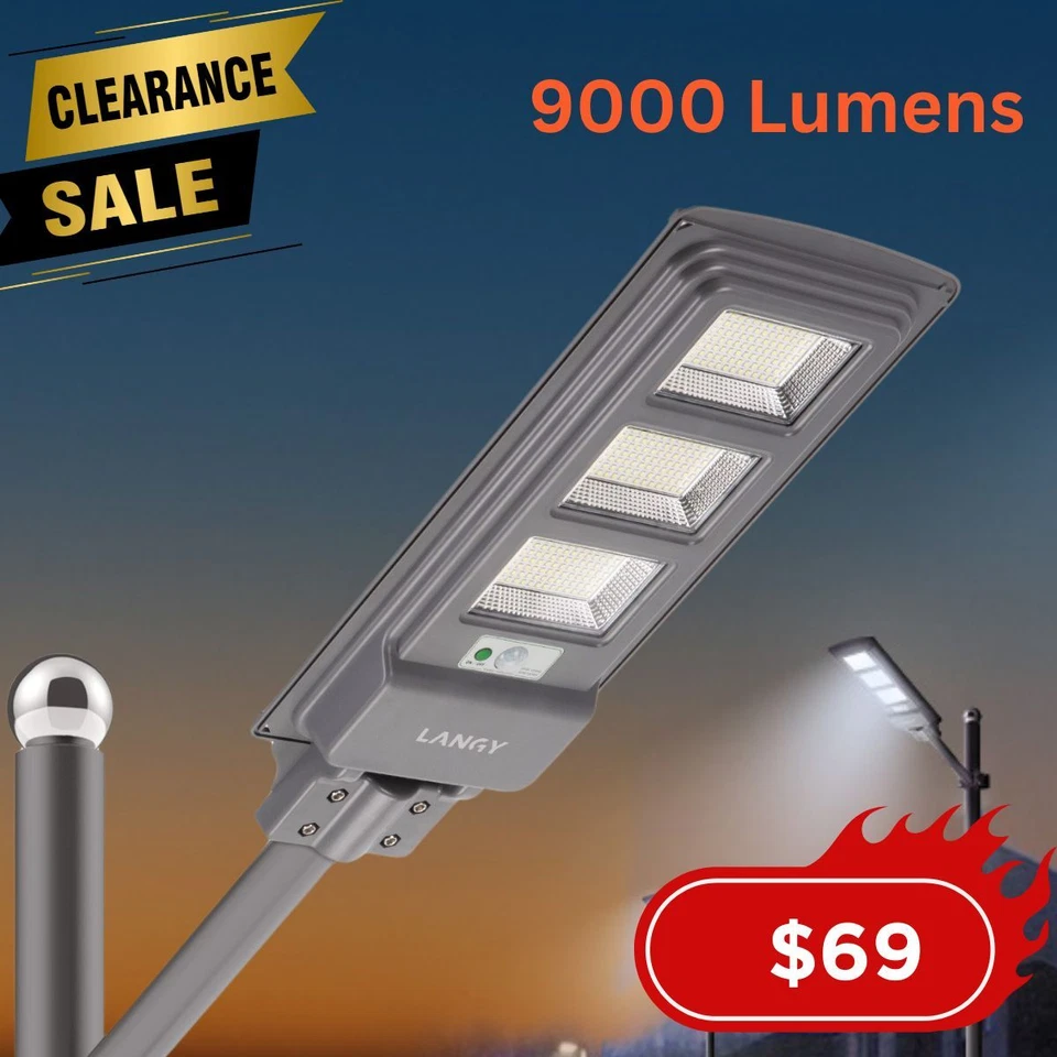 LANGY 60W 90W 120W 200W Solar LED Street Light Outdoor,Solar Parking lots light - Image 1 of 4