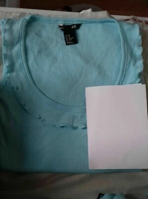 H&M ruffle detail stretch slim fitting fitted ORGANIC cotton vest top A5 - Image 1 of 2