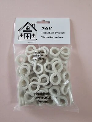 N&P HOUSEHOLD PRODUCTS 50 White, Extra Strong Gutter Hooks/Clips for Christmas, Xmas & String Lights