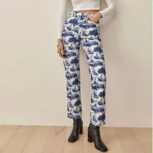 Reformation Pastoral High Rise Straight Jeans weiß/blau Größe 25 - Bild 1 von 15