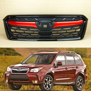 ABS Matte Black For SUBARU FORESTER 14~18 Red Metallic Front Grille Shiny Black - Picture 1 of 5