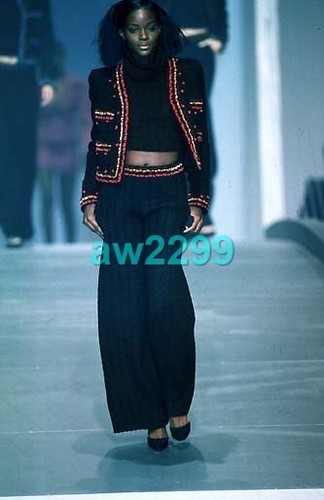 GIACCA CHANEL 97A VINTAGE RUNWAY IN LANA RICAMATA CAPPOTTO FR 36 38 NUOVO CC LOGO