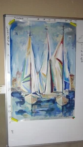 24X36 ERINNERUNG AN BORKU DRUCK ABSTRAKTE SEGELBOOTE BREAKWATER BAY... - Bild 1 von 9