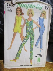 Vintage 60s Simplicity 7133 Misses 12 Mod Retro GoGo JUMPSUIT ROMPER Pattern - Picture 1 of 6