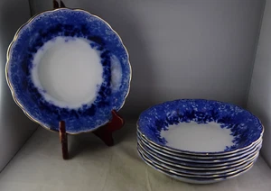 Nine Ridgway Dundee Antique Flow Blue 7 1/2" Round Bowls - Picture 1 of 5