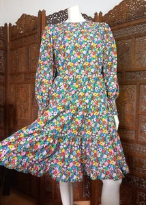 BODEN Buntes Kleid 36/38 Baumwolle Millefleur Rockteil 3 Stufen Püffärmel Futter - Bild 1 von 10