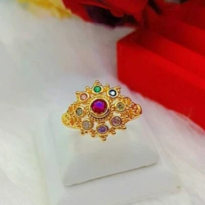 Ring Gold Micron Noppakao 9 Colors Gem Jewelry Talisman Thai Amulet Free size - Picture 1 of 6