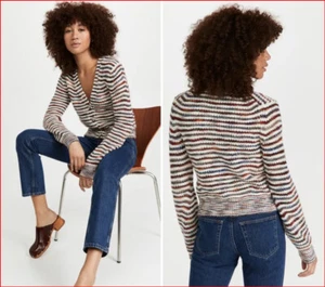 Gr. L Neu mit Etikett Veronica Bart Pullover Cardigan DOLRA gestreift Damen weich $ 395 - Bild 1 von 6