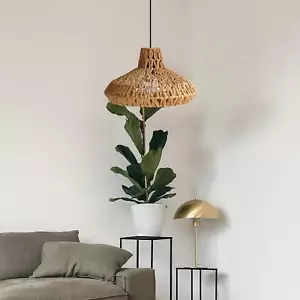 Pendant Light Shade Lampshade Paper Rope Rattan Boho Handwoven for Kitchen - Picture 1 of 7
