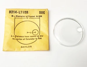 Acrylic Crystal Vintage with Date Magnify Lens 31.4mm D314-L110R SUC Flat Dome - Picture 1 of 3