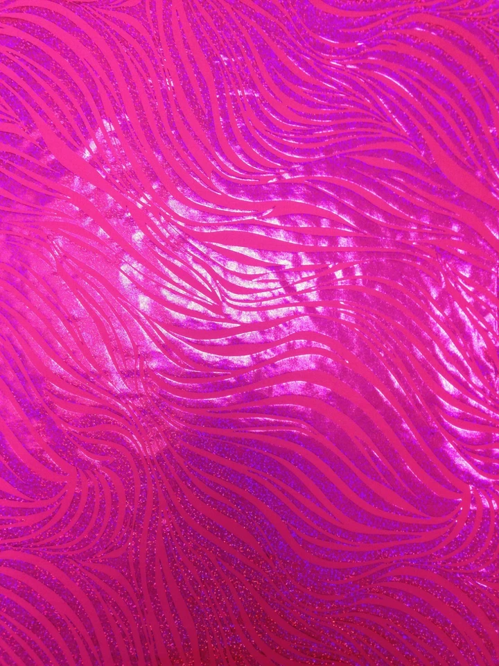 Lámina holográfica con patrón de cebra en tejido elástico Jersey poliéster spandex tela Foto 1 de 1