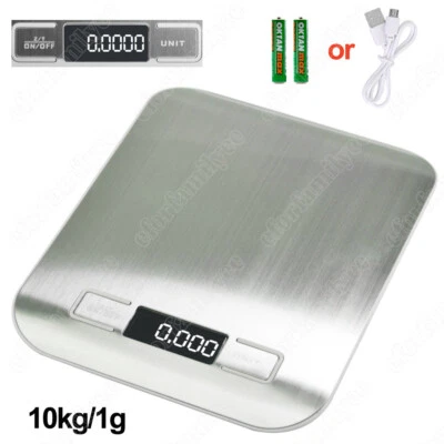 Báscula de cocina 10KG/1g Digital Acero inoxidable LCD Báscula electrónica de gramos Báscula doméstica - Imagen 1 de 4