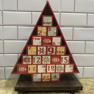 Christmas Advent Calendar 24 Doors 14.5-inch Red and White Christmas Tree - Picture 1 of 3