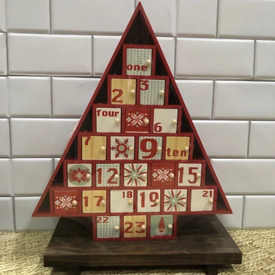 Christmas Advent Calendar 24 Doors  14.5-inch Red and White Christmas Tree - Image 1 of 3