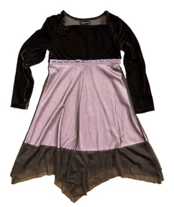 Speechless Girl's Size 7 Y Long Sleeve Handkerchief Overlay Hem Velvet Top Dress - Picture 1 of 6