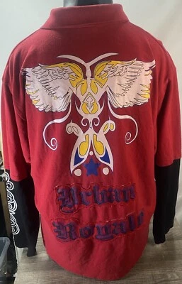 Old Skool Urban Royale Long Sleeve Polo/Rugby Shirt Embroidered Y2K Red XL - Image 1 of 4