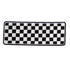 Karierte Flagge Streifen bestickt Racing Patch [aufbügeln aufnähen -4,0 x 1,5 -CP9]  - Bild 1 von 1
